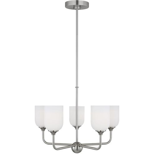 Emile 5 Light 20 inch Brushed Steel Chandelier Ceiling Light