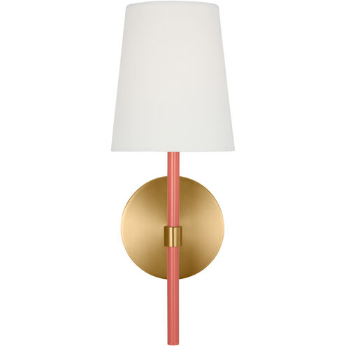 kate spade new york Monroe Sconce Wall Light in Burnished Brass / Coral