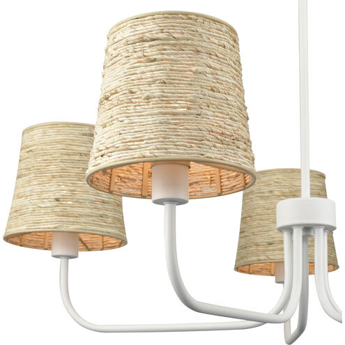Abaca 5 Light 34 inch Textured White Chandelier Ceiling Light