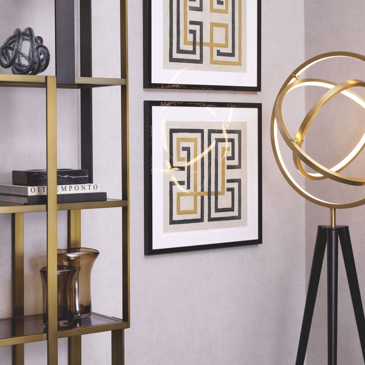 Cassini 80.71 inch Antique Brass with Black Floor Lamp Portable Light