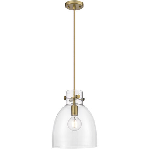 Downtown Urban Newton Bell 1 Light 10 inch Brushed Brass Pendant Ceiling Light in Clear