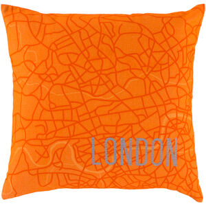 City Maps 18 inch Bright Orange, Medium Gray Pillow Kit