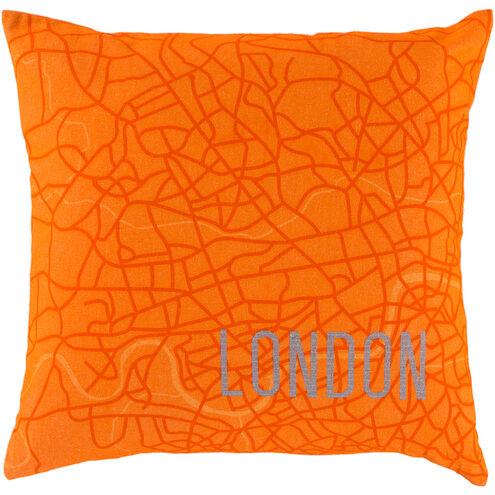 City Maps 22 inch Bright Orange, Medium Gray Pillow Kit
