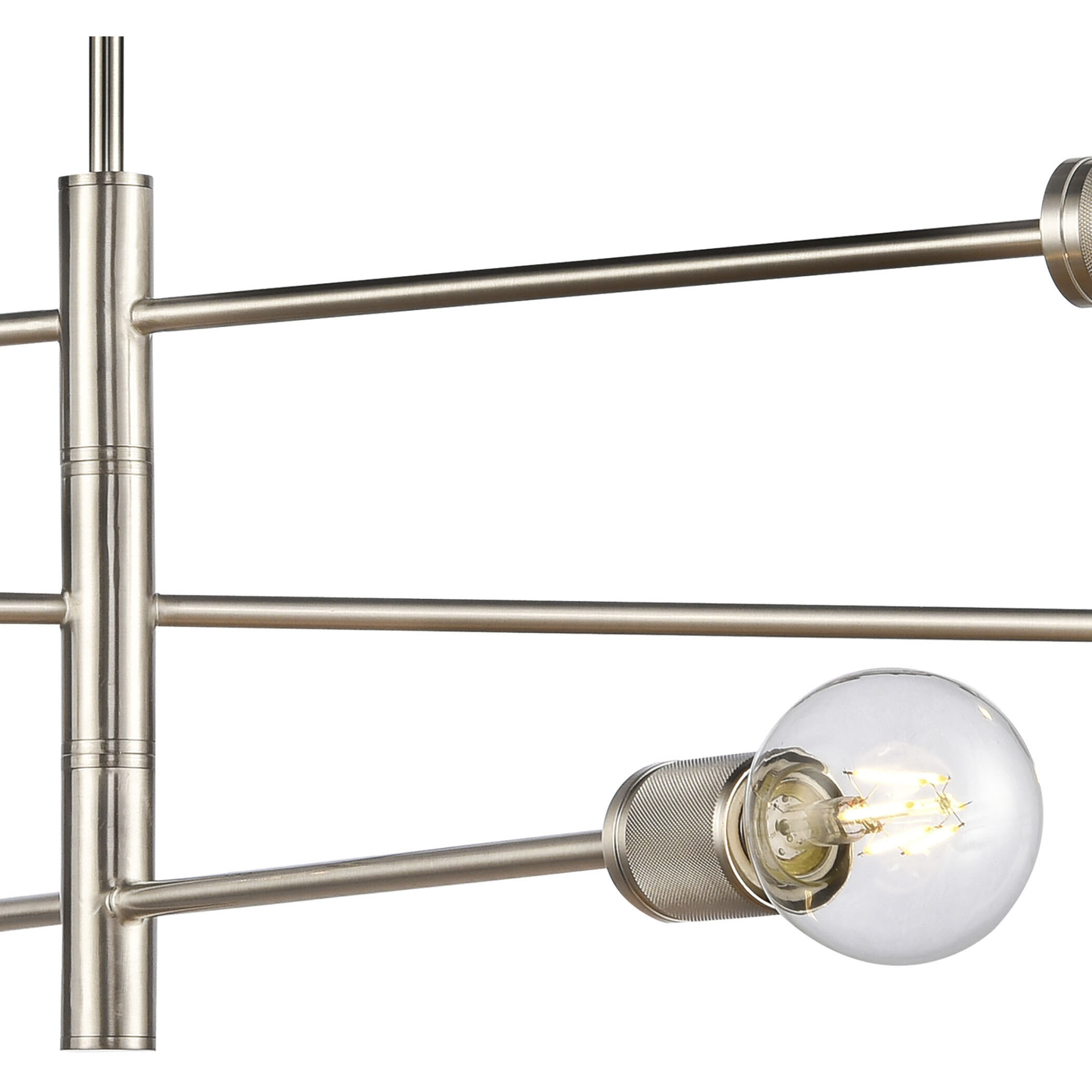 Module 6 Light 34 inch Satin Nickel Chandelier Ceiling Light