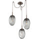 Meteo LED 17 inch Burnished Bronze Swag Multi-Pendant Ceiling Light in 3000K LED, Geo Inner - Smoke Outer