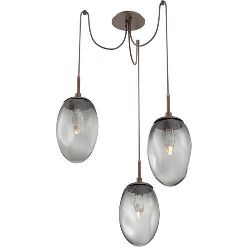 Meteo LED 17 inch Burnished Bronze Swag Multi-Pendant Ceiling Light in 3000K LED, Geo Inner - Smoke Outer