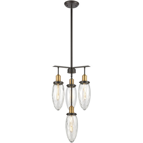 Shinzu 4 Light 16 inch Oil Rubbed Bronze with Antique Brass Chandelier Ceiling Light