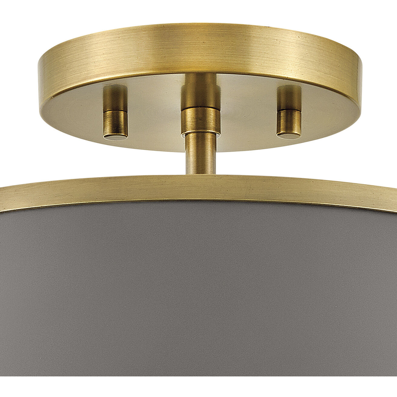 Clarke 2 Light 15 inch Lacquered Dark Brass with Dark Matte Grey Indoor Semi-Flush Mount Ceiling Light
