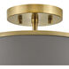 Clarke 2 Light 15 inch Lacquered Dark Brass with Dark Matte Grey Indoor Semi-Flush Mount Ceiling Light
