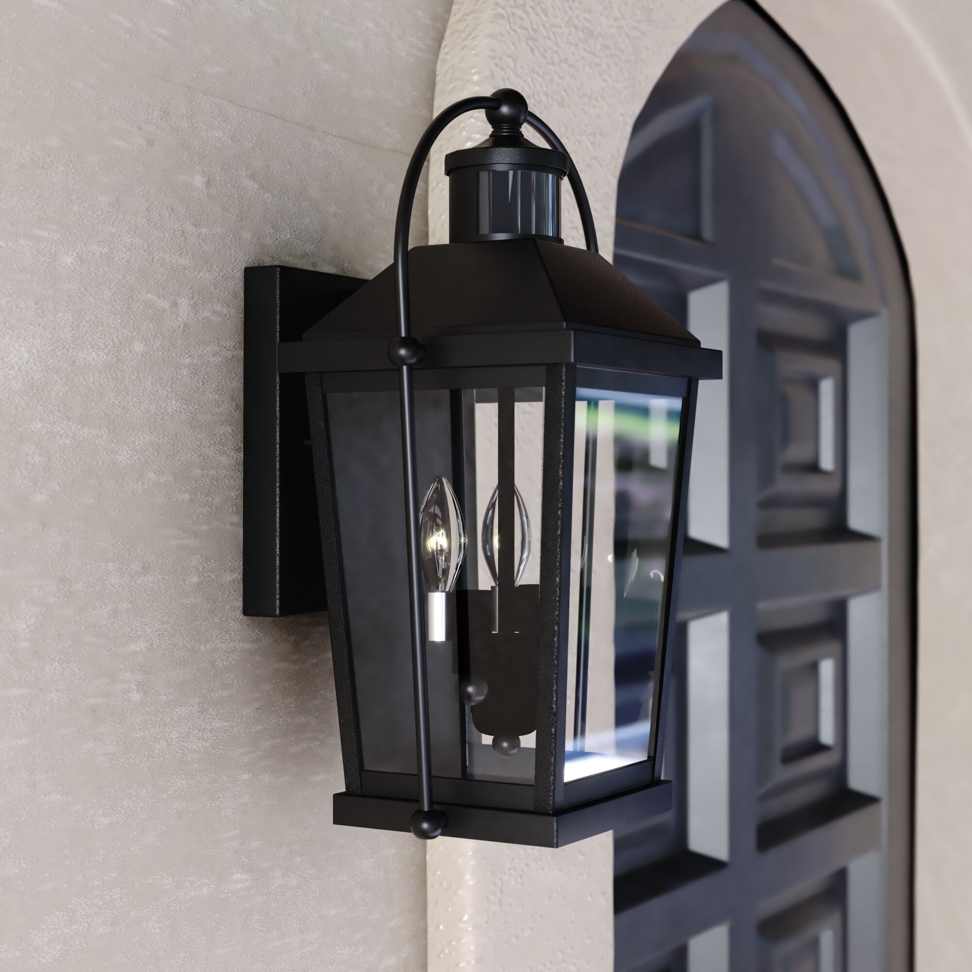 Lexington Textured Black Outdoor Motion Sensor in 2