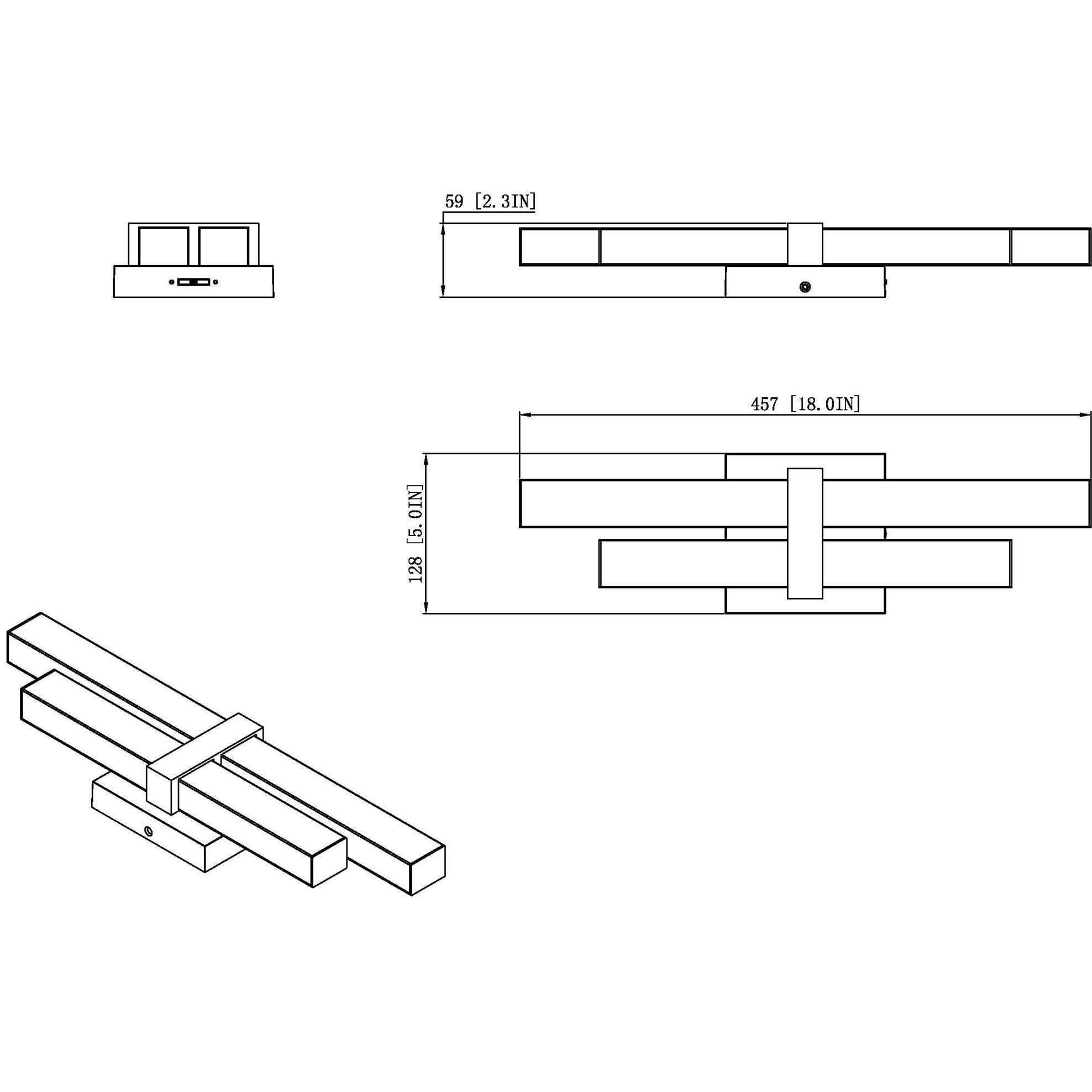 Zane LED 18 inch Modern Gold Vanity Wall Light