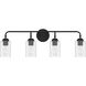 Stowe 4 Light 31 inch Flat Black Vanity Light Wall Light