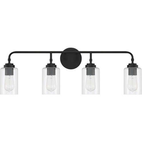 Stowe 4 Light 31 inch Flat Black Vanity Light Wall Light