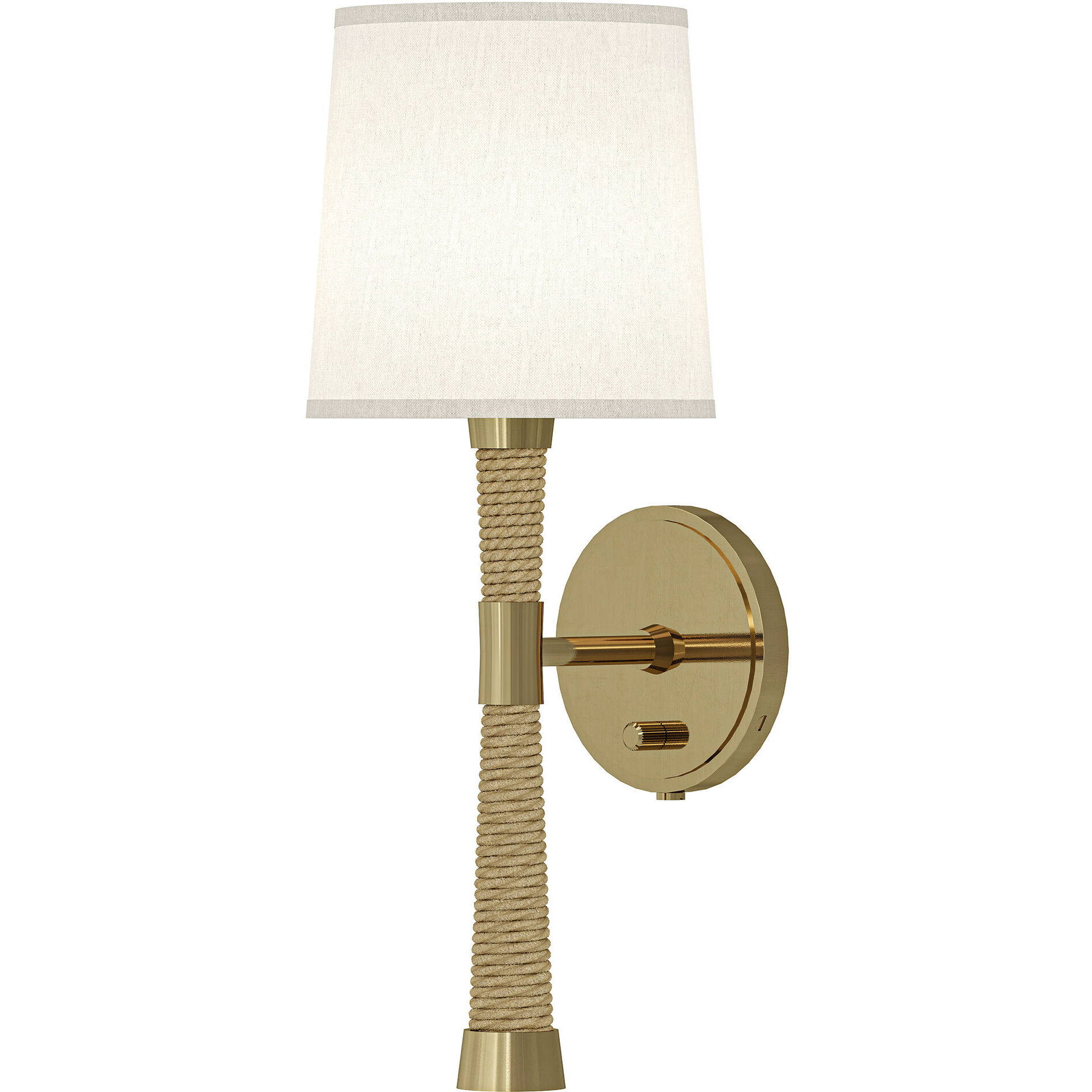 Hatteras Wall Sconce Wall Light in Modern Brass, White Fondine Fabric