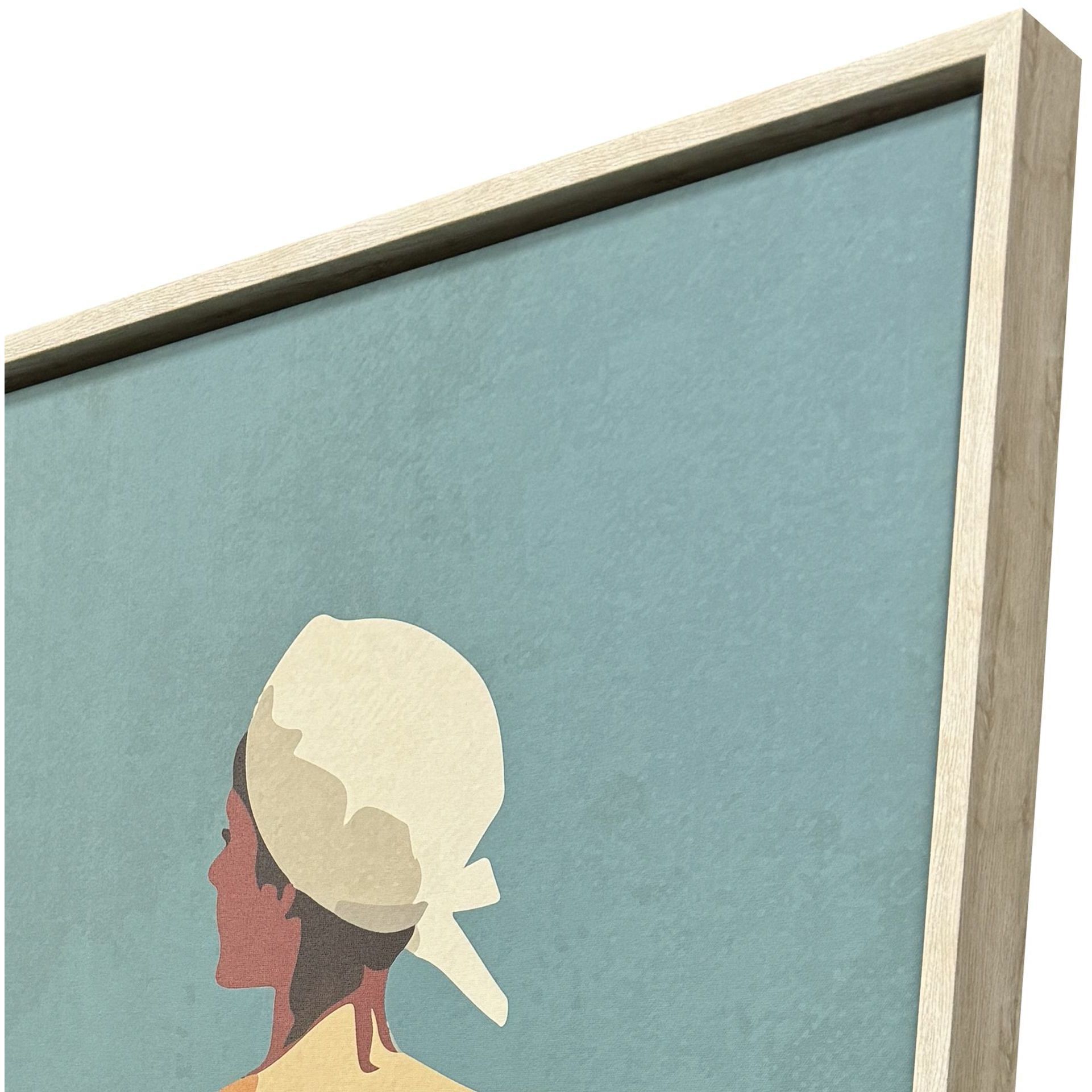 Red Two Friends at the Beach Turquoise and Beige and Multi and Red Canvas