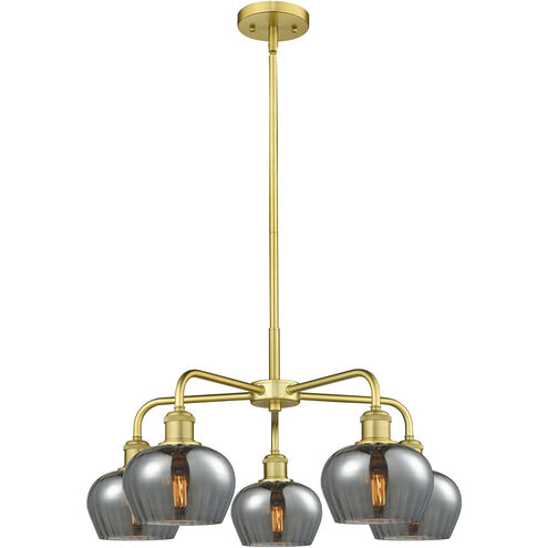 Fenton 5 Light 24.5 inch Satin Gold Chandelier Ceiling Light in Plated Smoke
