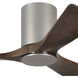 Atlas Irene-3HLK 42 inch Brushed Nickel with Walnut Tone Blades Ceiling Mount Paddle Fan, Flush Mounted