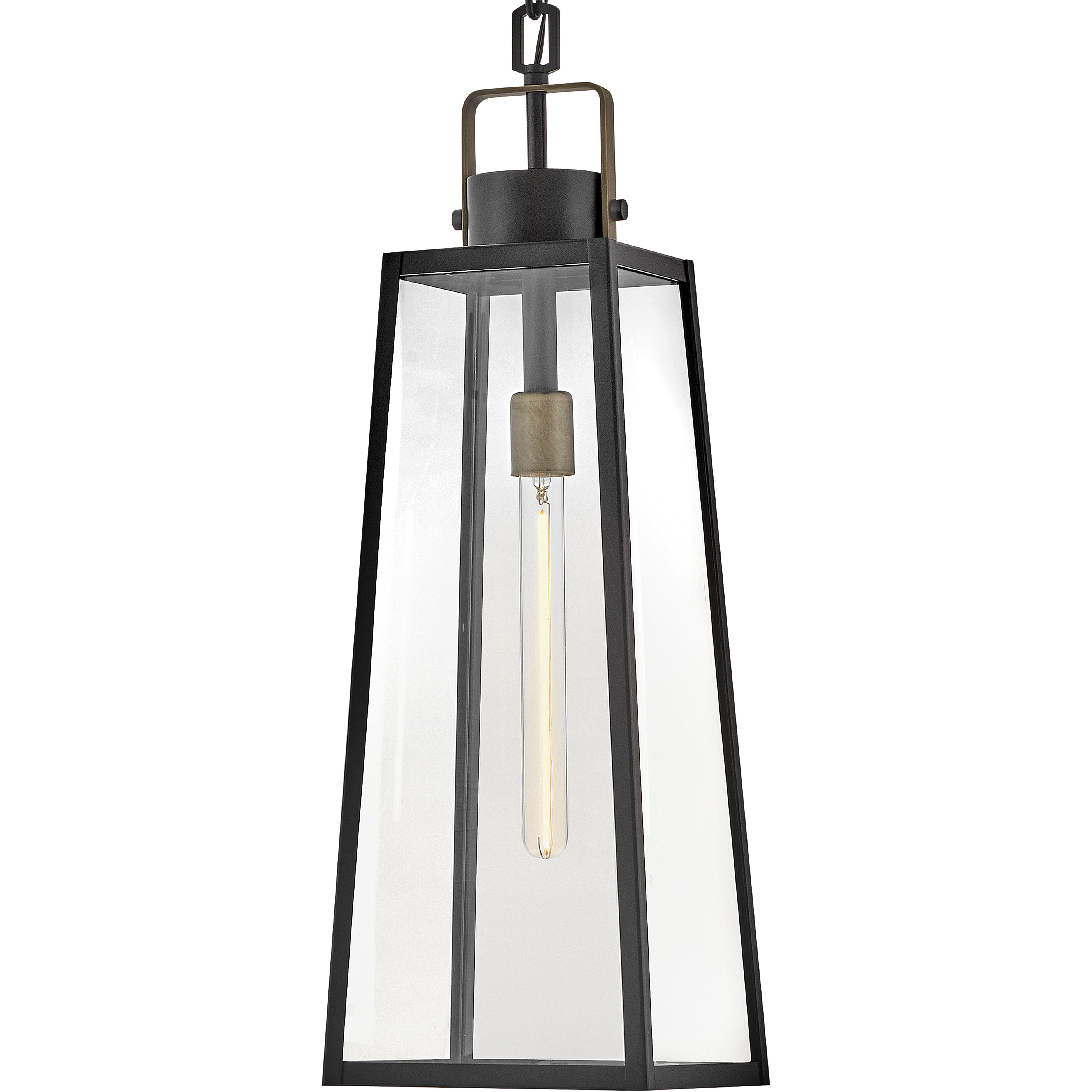 Hugh 1 Light 8.5 inch Black with Burnished Bronze Outdoor Hanging