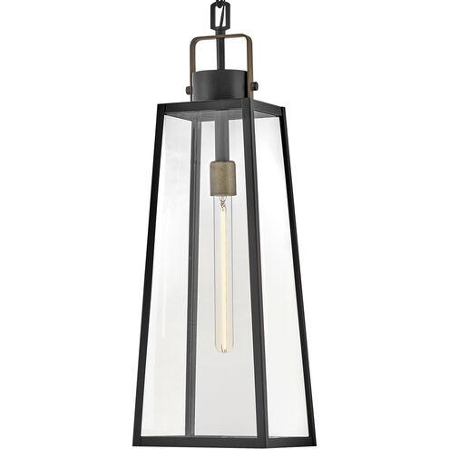 Hugh 1 Light 8.5 inch Black with Burnished Bronze Outdoor Hanging