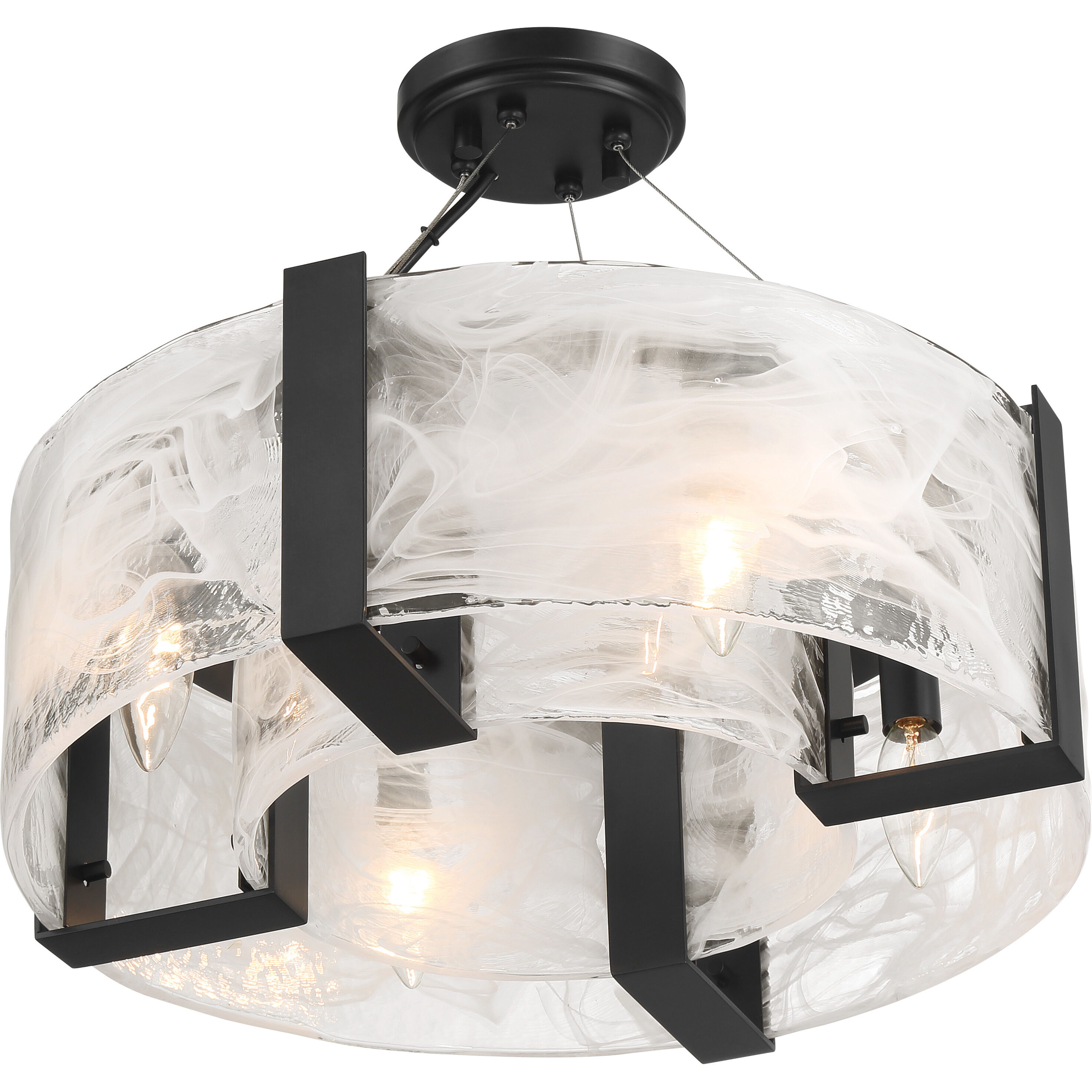 Cloud Break 4 Light 18 inch Coal Semi-Flush Ceiling Light