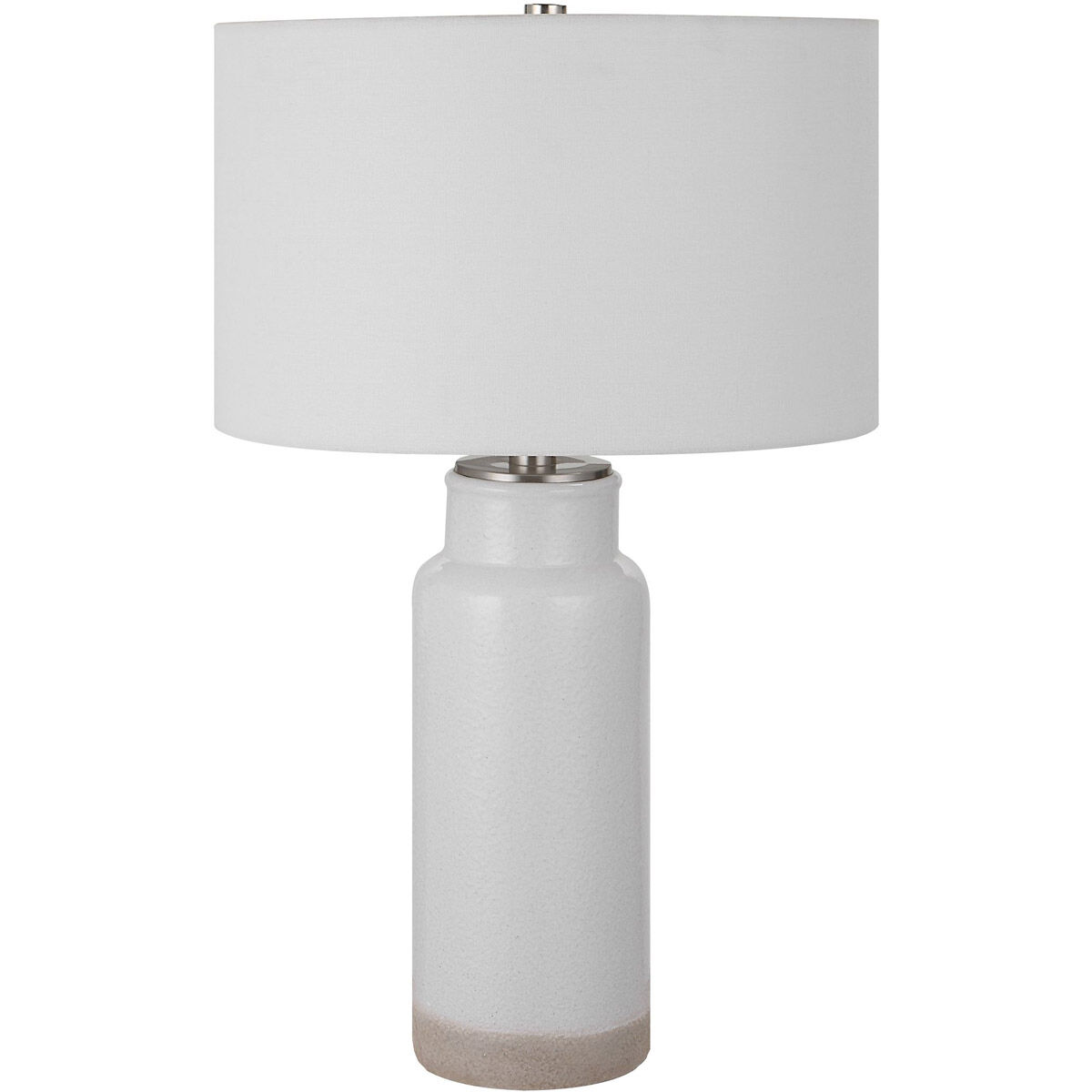 Albany 28 inch 150.00 watt Textured White Glaze and Brushed Nickel Table Lamp Portable Light