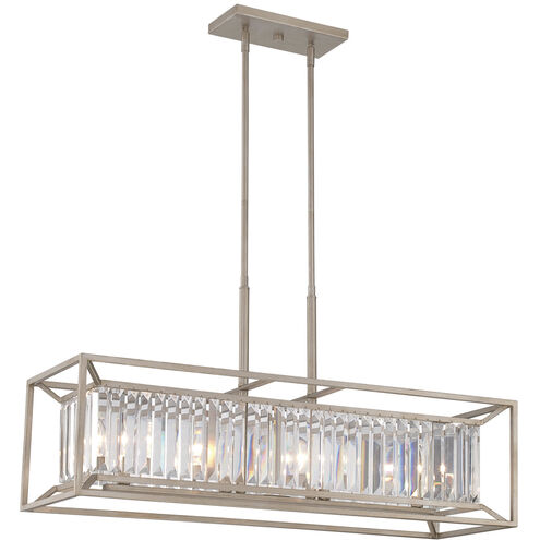 Linares 4 Light 36 inch Aged Platinum Linear Chandelier Ceiling Light