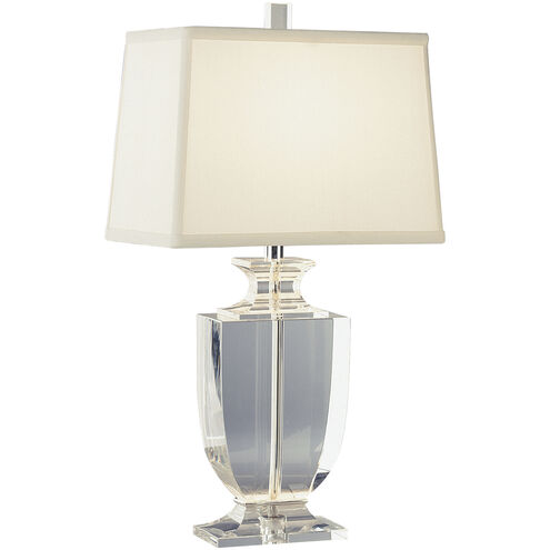 Artemis 21 inch 60 watt Clear Crystal with Silver Plate Accent Lamp Portable Light in Off-White Dupioni