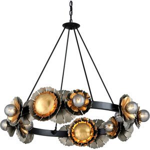 Magic Garden 16 Light 46 inch Soft Black/Stria Silver Leaf/Old World Gold Leaf Chandelier Ceiling Light