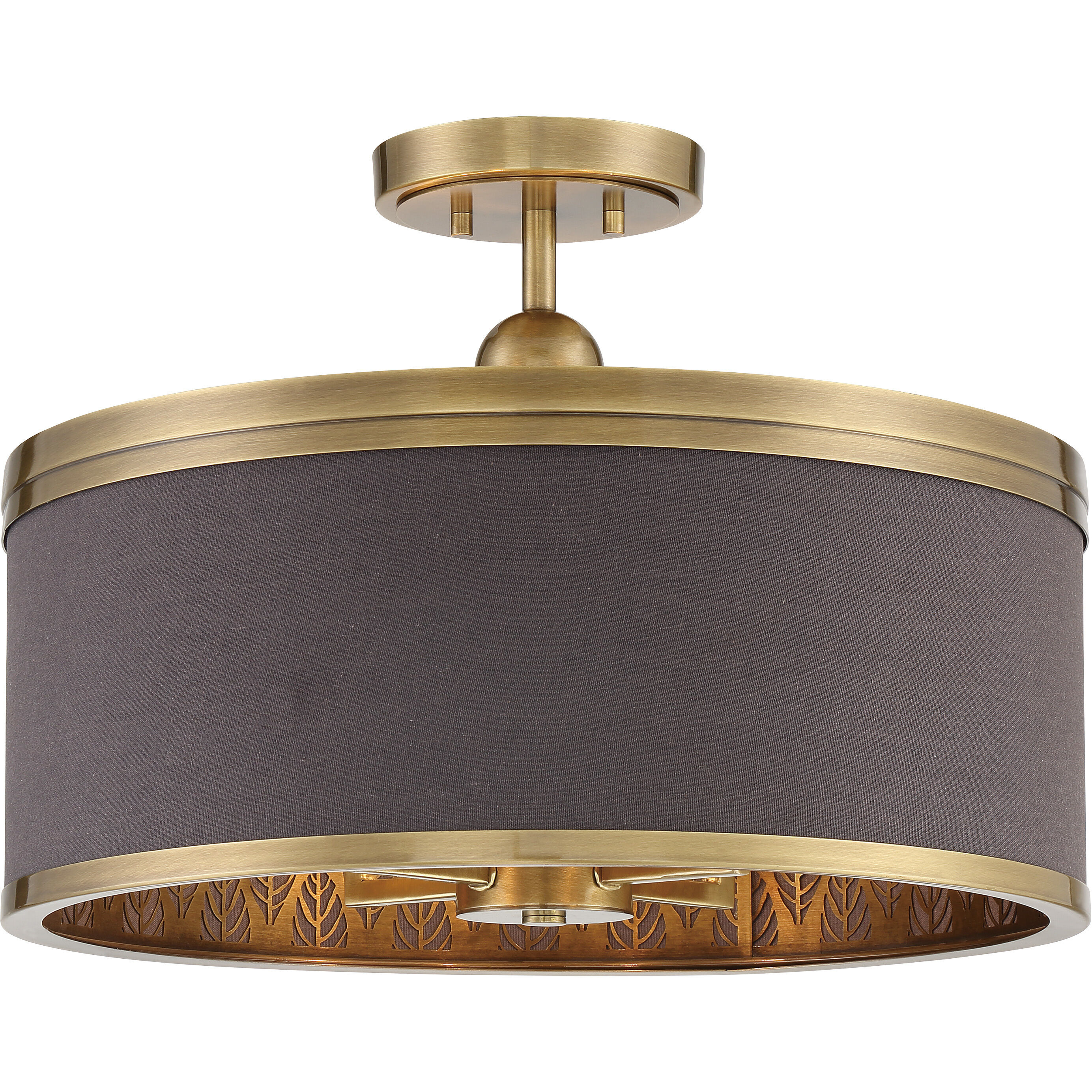 Splendour 4 Light 19 inch Aged Antique Brass Semi Flush Ceiling Light