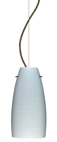 Tao 1 Light Bronze Pendant Ceiling Light in Chalk Glass, Incandescent