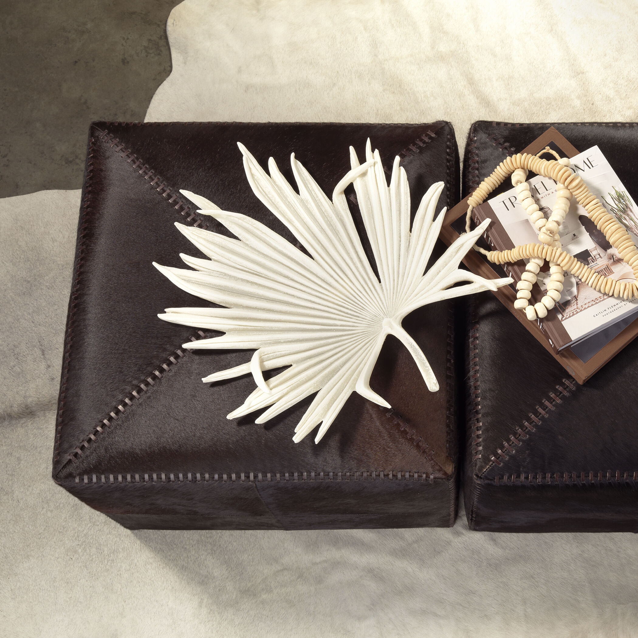 Island Leaf Off White Table Object