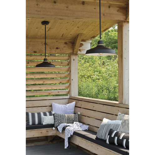 Foundry Classic 1 Light 16 inch Textured Black with Brass Outdoor Pendant Barn Light