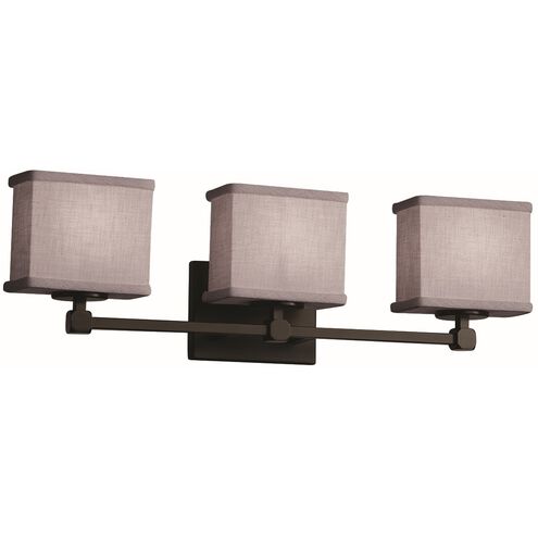 Textile 3 Light 23.5 inch Dark Bronze Bath Bar Wall Light in Rectangle, Incandescent, Gray, Rectangle