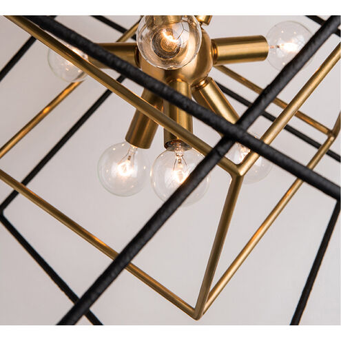 Roundout 15 Light 42 inch Aged Brass / Black Pendant Ceiling Light