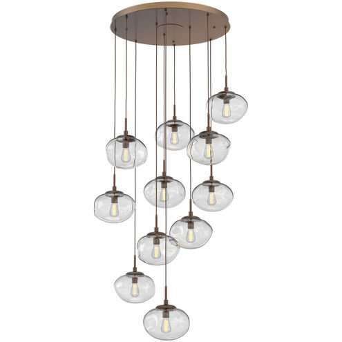 Nova Incandescent 11 Light Burnished Bronze Chandelier Ceiling Light, Round Multi-Pendant