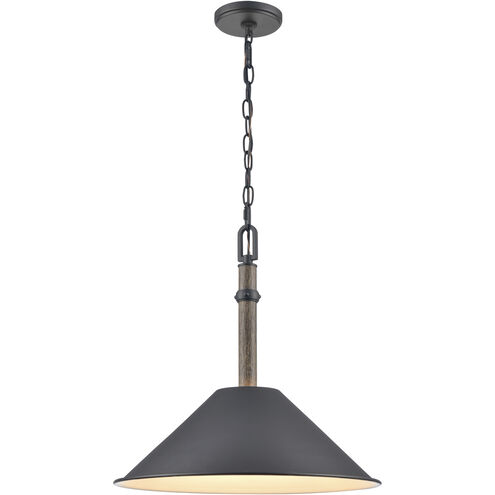 Neville 1 Light 18 inch Charcoal Black and Reclaimed Wood Pendant Ceiling Light