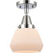 Franklin Restoration Fulton LED 7 inch Polished Chrome Flush Mount Ceiling Light in Matte White Glass