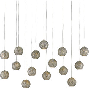 Giro 15 Light 48 inch Painted Silver/Nickel/Blue Multi-Drop Pendant Ceiling Light