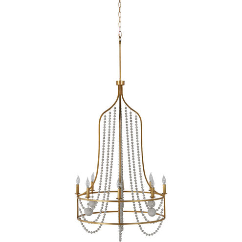 Neville 8 Light 34.75 inch Vintage Gold / Distressed Ivory Chandelier Ceiling Light