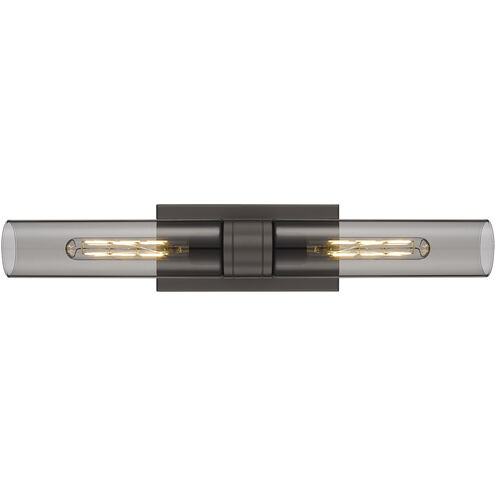 Ballston Urban 2 Light 24 inch Oil Rubbed Bronze Bath Vanity Light Wall Light in Plated Smoke Glass