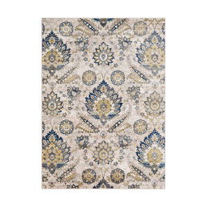Macduff 87 X 63 inch Charcoal/Navy/Sky Blue/Butter/Ivory/White Rugs, Rectangle