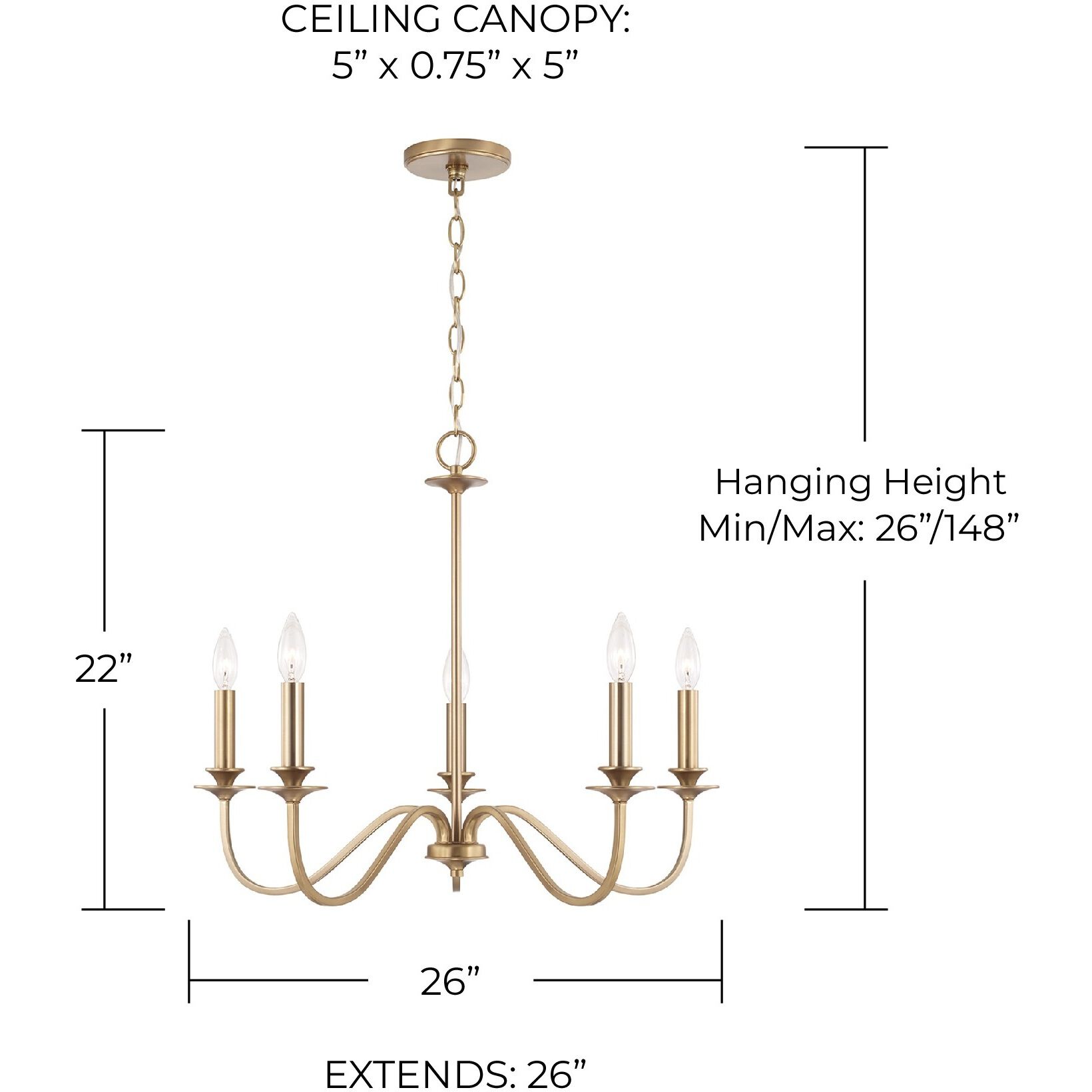 Weston 5 Light 26 inch Matte Brass Chandelier Ceiling Light