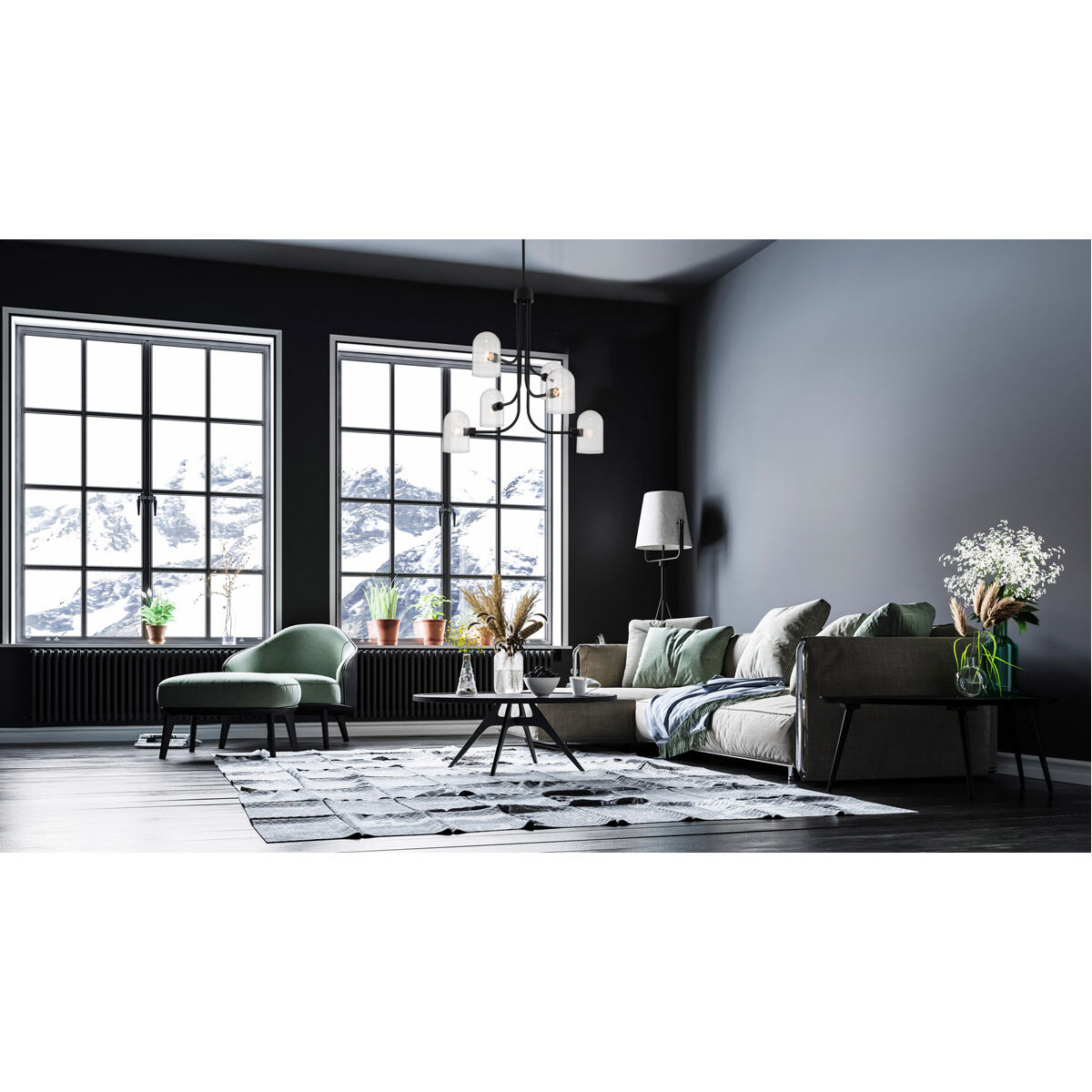 Cupola 4 Light 15 inch Matte Black Semi Flush Mount Ceiling Light