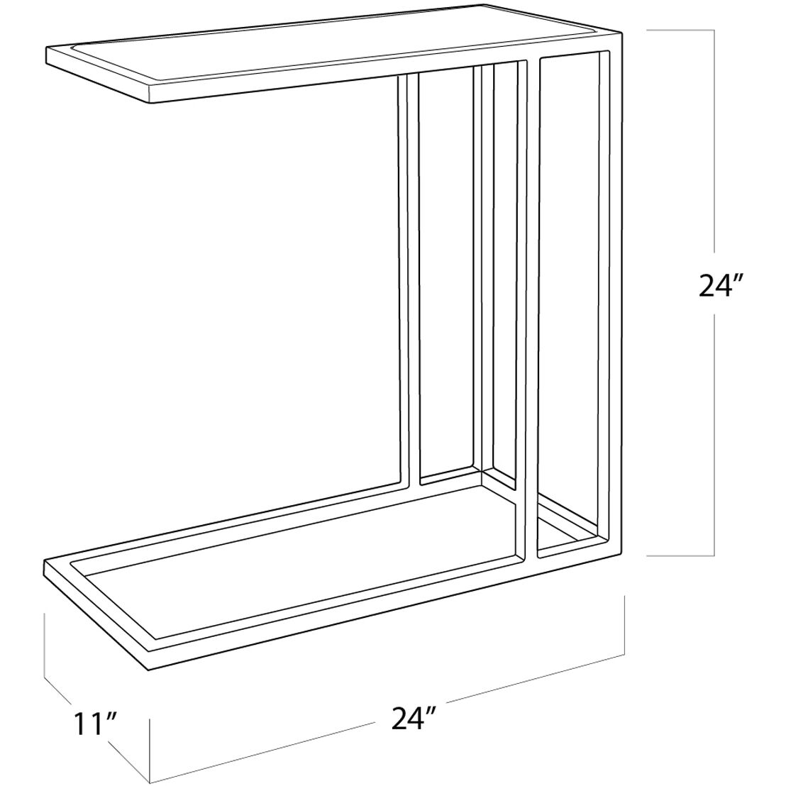 Echelon 24 X 24 inch Polished Nickel Side Table, Sofa Hugger Table