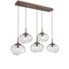 Nova LED LED Burnished Bronze Linear Pendant Ceiling Light in 3000K LED, Floret Inner - Clear Outer, Multi-Pendant