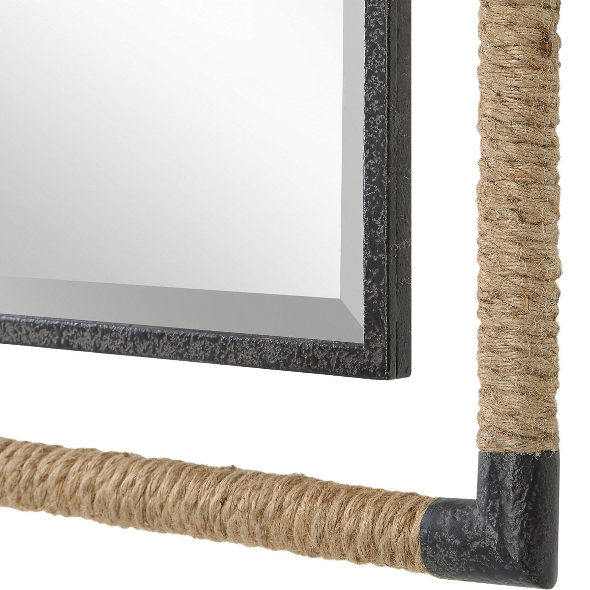 Melville 38 X 28 inch Textured Rust Black and Natural Rope Wall Mirror