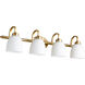 Reyes 4 Light 33.5 inch Aged Brass Vanity Light Wall Light in Satin Opal