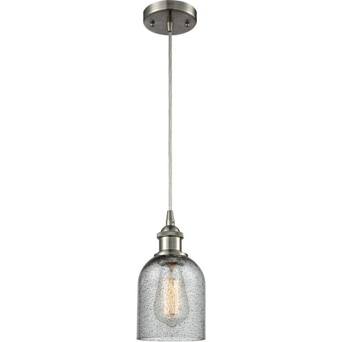 Ballston Caledonia LED 5 inch Brushed Satin Nickel Mini Pendant Ceiling Light in Charcoal Glass, Silver, Ballston