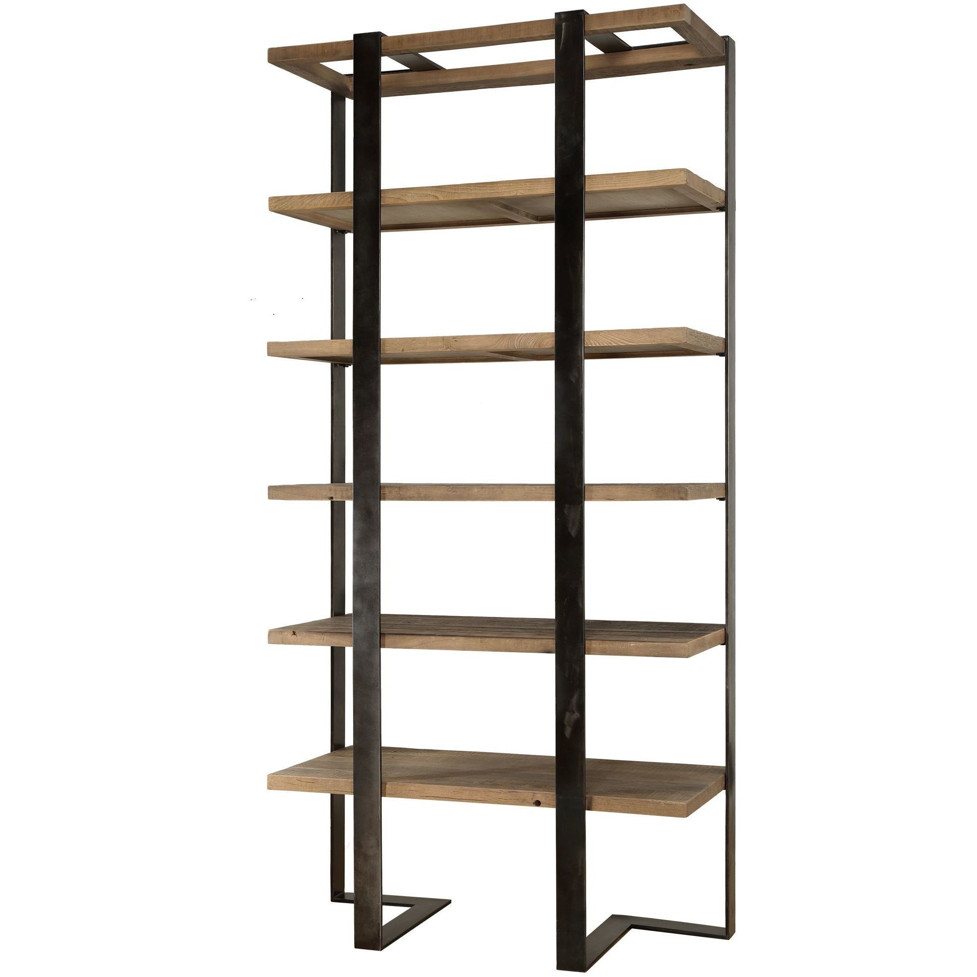 Felix 90 X 44 inch Natural Oak and Oxidized Black Etagere