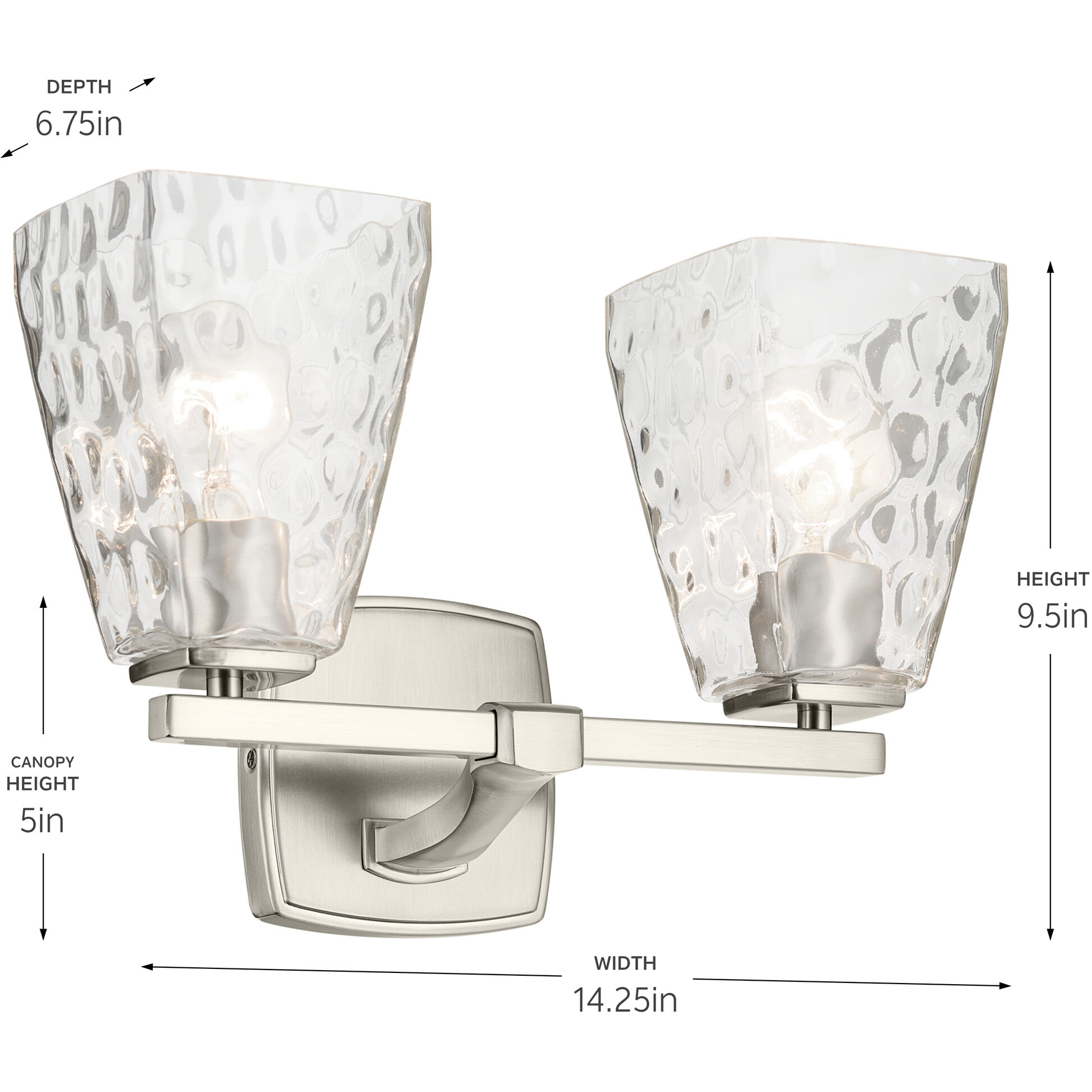 Marant 2 Light 14.25 inch Brushed Nickel Vanity Light Wall Light